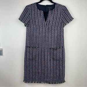 Ann Taylor Short Sleeve Tweed Shift Dress Size 0